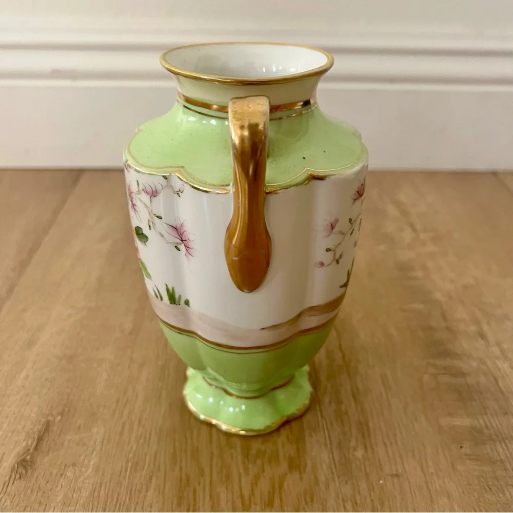 Antique 19th C. Morimura Brothers, Noritake Nippon Two-Handled Flowers Vase 6.5”